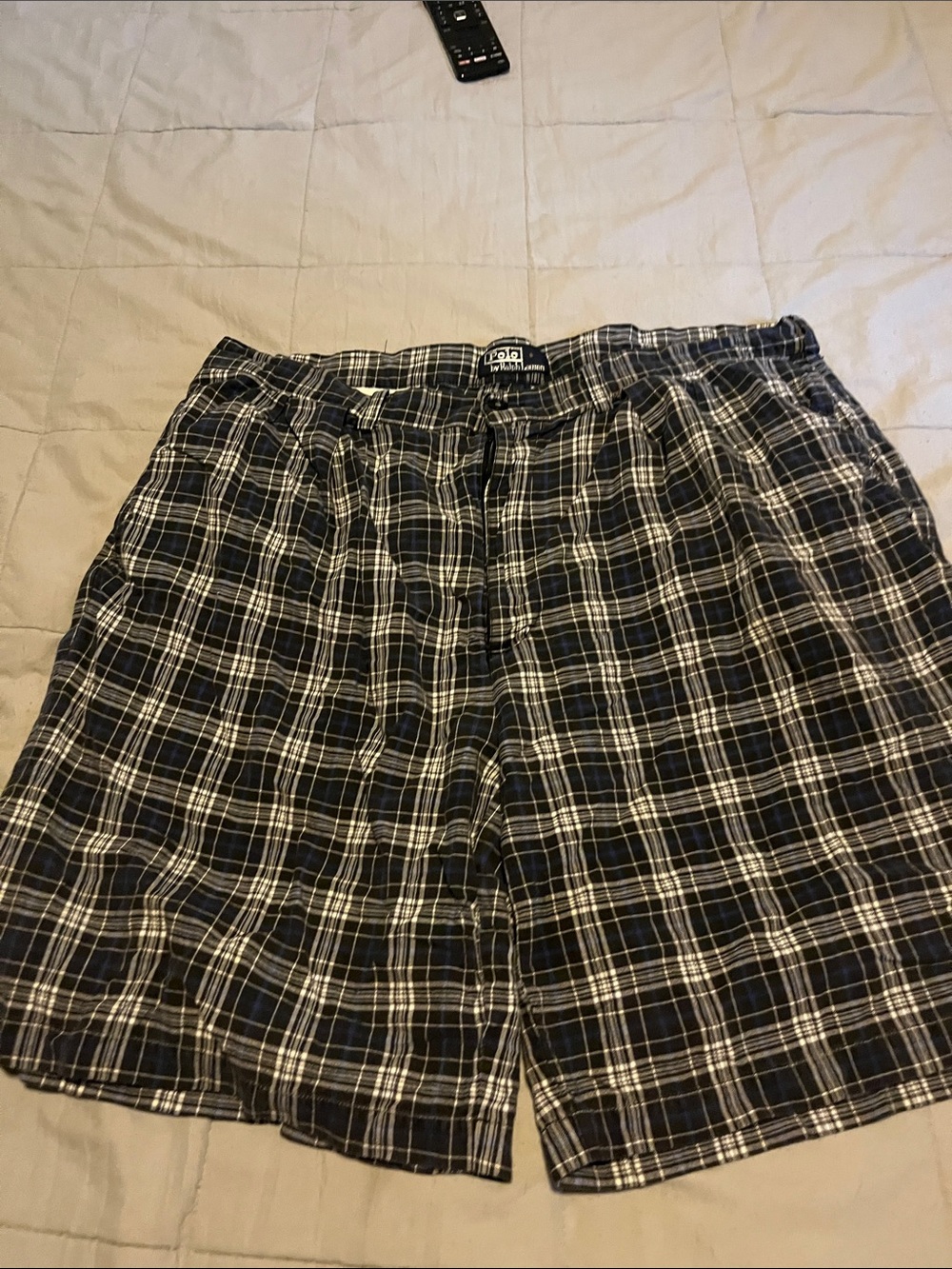 Polo by Ralph Lauren Navy and White Plaid Flat Front Men’s Shorts